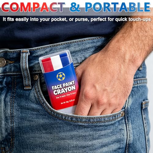 Red White and Blue Face Body Paint Stick for Soccer Fans - Variation of THIS listing