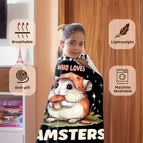 Hamster Blanket for Girls and Hamster Lovers - Soft Plush Throw, 50''x 60'' for Teens - Just a Girl Who Loves Hamsters