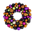Halloween Wreath with Lights and Pumpkin Ornament - 18 Inch Pumpkin Variation