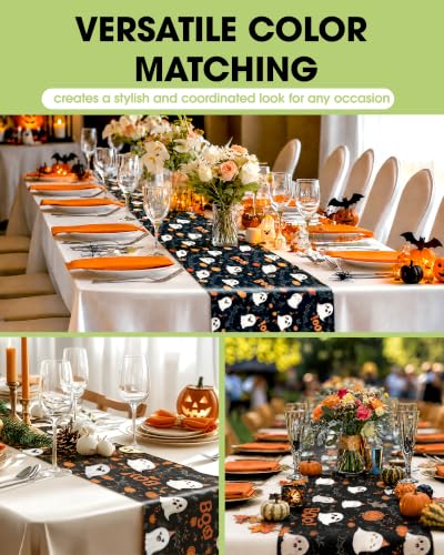 Halloween Black Plastic Table Runner 14x108 Inches - 4 Pack, Water-Resistant & Disposable