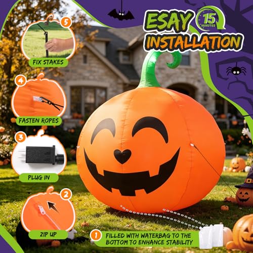 10FT Giant Halloween Inflatable Pumpkin Outdoor Decoration with LED Lights - Variation: Giant Pumpkin