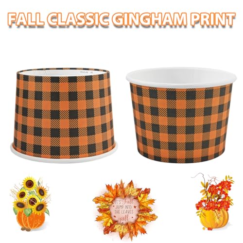 Disposable Fall Themed Paper Bowls for Thanksgiving and Christmas - 50 Pack