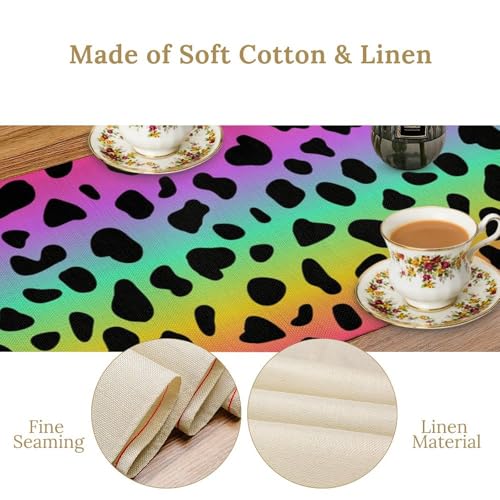 Rainbow Leopard Print Table Runner 13x120 Inches for Dining & Party Decor - Brown Variation