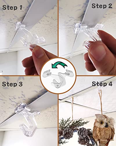 50 Pack Clear Drop Ceiling Hooks for Suspended Ceilings - Strong & Easy Install