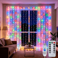 Multicolor LED Curtain String Lights Indoor Waterproof 300LED with Timer & 8 Modes
