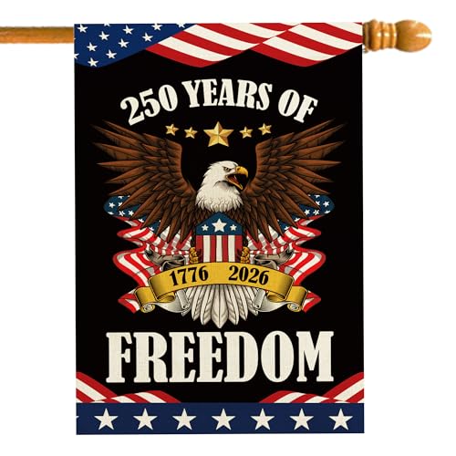 America Flag Garden Banner - Patriotic Eagle Design 12x18 Inch Decor