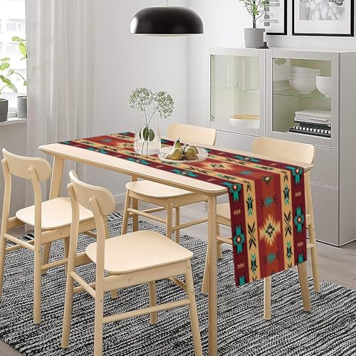 Aztec Southwest Table Runner 13x90 Inches - Tribal Ethnic Geometric Boho Style for Indoor Outdoor Home Decor
