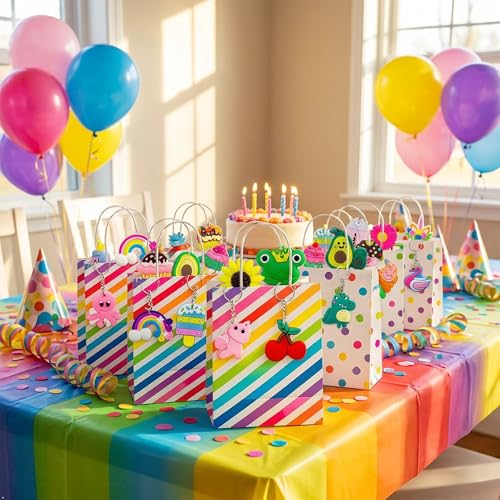 30 Pack Colorful PVC Keychains Bulk Set - Cute Bag & Backpack Charms for Gifts