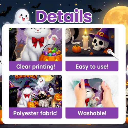 Mocsicka Cute Boo Cats Halloween Backdrop Banner 6x3.6ft for Kids Party
