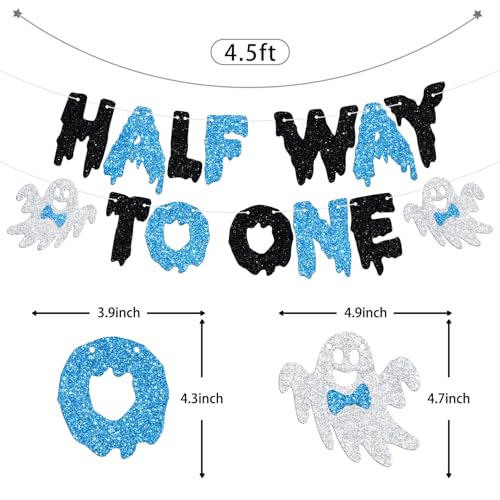 Half Year Birthday Banner Halloween Ghost Baby Shower Decorations for Boys