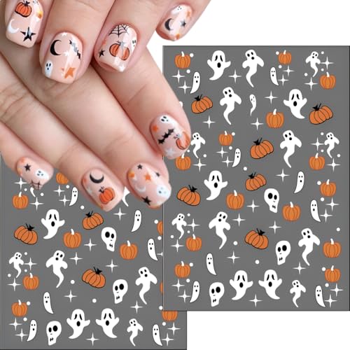 Halloween Nail Stickers Set - 12 Sheets Mummy Ghost Spider Web Design - Variation of Halloween 2