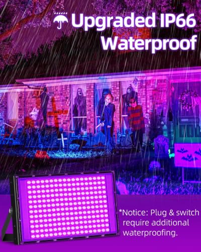 200W Black Light for Glow Party - Waterproof UV LED Floodlight 2 Pack