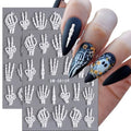 Halloween Skeleton Bones Nail Art Stickers - White 2 Sheets, Variation: Halloween 04