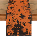 Halloween Table Runner 13x72 Inch Black Orange Decor - Durable Polyester