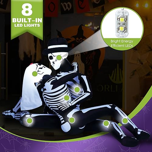 Halloween Inflatable Skeleton Couple - 8.5 FT Cuddling Spooky Decor with LED Lights - Variation of This Listing