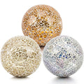 Decorative Mosaic Glass Balls Set - 3 Pcs 3.35 Inch Gold Silver Mix Colors