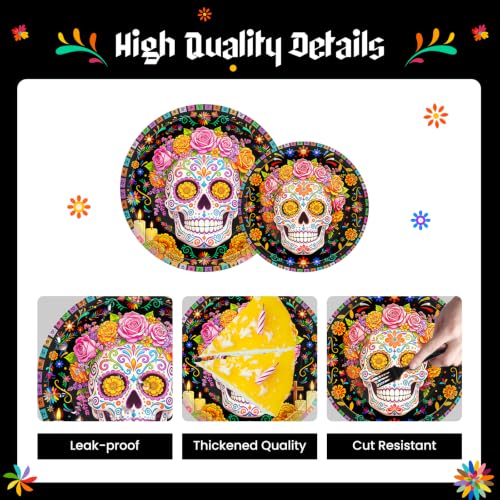 Dia De Los Muertos Party Plates and Napkins Set - 168pcs Celebration Decor