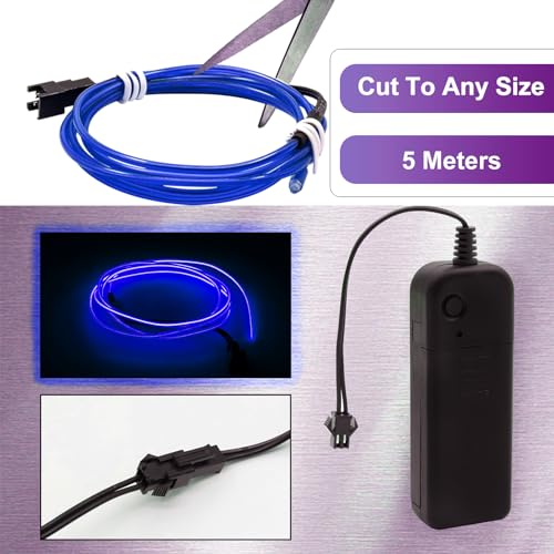 Electroluminescent Neon Strip Light Wire Kit 5M Blue for Cosplay Party Decoration