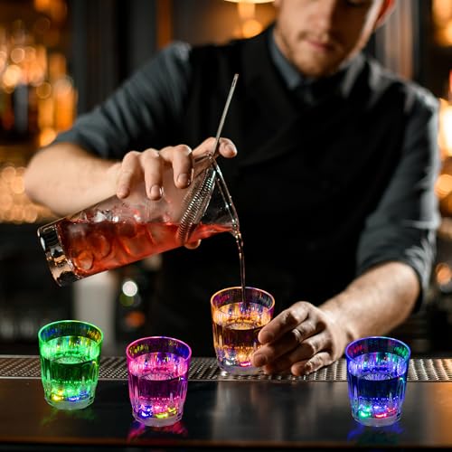 48 Pack Light Up Shot Glasses LED Flashing Drinkware for Parties & Events