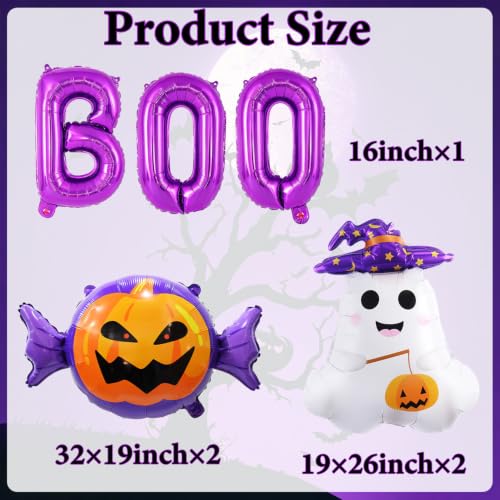 Halloween Balloons Set with Ghost Pumpkin and Boo Balloons - Purple Variation