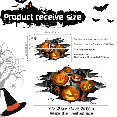 Halloween 3D Pumpkin Floor Stickers - Removable Wall & Floor Decals for Home & Party Decor