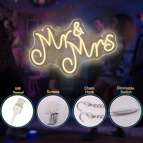 Mr & Mrs Neon Sign for Wedding Decoration - White Variation