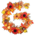 Fall Garland for Mantle - 6FT Autumn Leaves Pumpkin & Berries Garland with Ribbon - HM5594