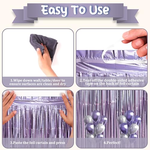 Light Purple Foil Fringe Backdrop Curtains - 3.3x6.6ft, 9pcs Party Decorations - Variation of THIS listing
