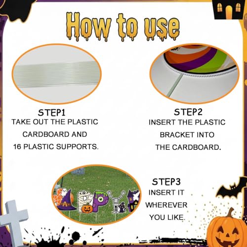 8 Pcs Halloween Yard Sign Set with Cartoon Designs - Outdoor Lawn Decorations