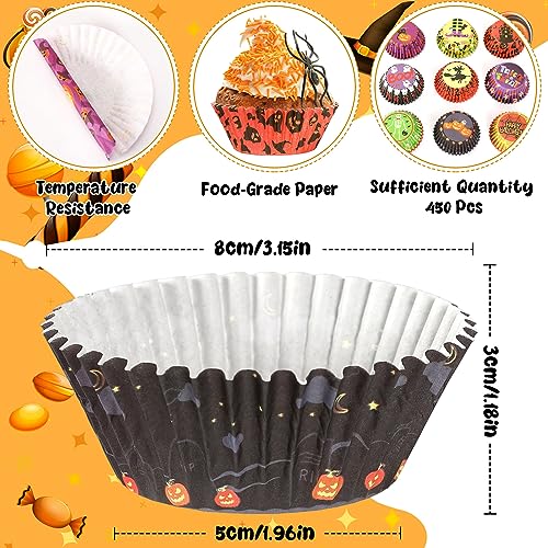 Halloween Cupcake Liners - Ghost Pumpkin Baking Cups Set of 450, 9 Designs