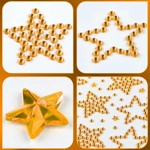 Gold Star Face Gems Set - 6 Sheets Temporary Body & Face Rhinestones for Makeup & Parties