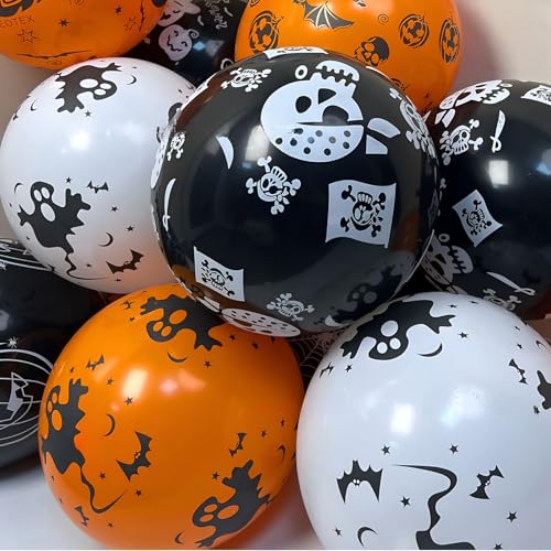 Halloween Balloons Black Orange White Latex Party Decorations - 125 Pack