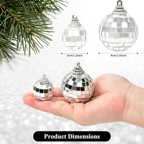 Mini Disco Balls Set with Hanging String - 200 Pieces 1.2 Inch + 5 Bonus 1.6 Inch Mirror Balls for Party Decorations