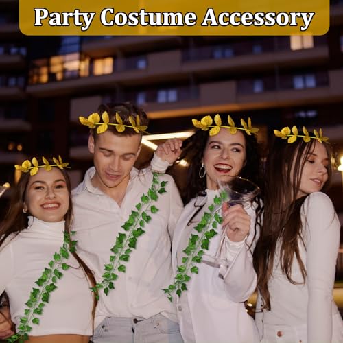 Greek Toga Party Decorations Set with Laurel Crowns & Faux Vines - 20 Pcs
