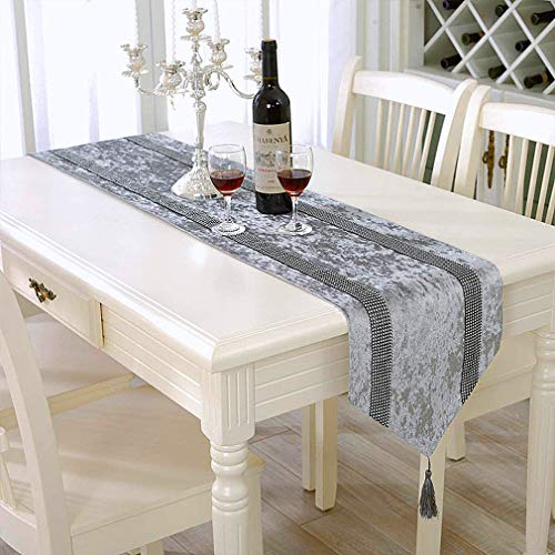 Grey Sequin Table Runner 98" - Elegant Bling Decor for Weddings & Parties - Variation 13x98"