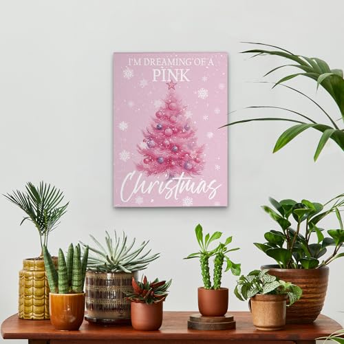 Pink Christmas Tree Canvas Wall Art Decor - Holiday Winter Scene - Variation of THIS listing