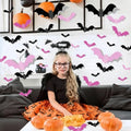 Halloween 3D Bat Wall Decals Set - Removable Pink & Black Bat Stickers for Indoor & Outdoor Decor - Variation: Bat