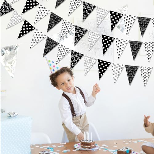 Pirate Banner Flags Party Decorations - 49ft Pirate Triangle Bunting & Garlands, 60pcs
