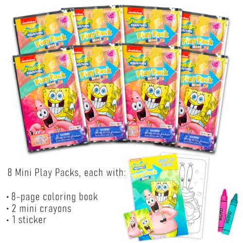 Kids Spongebob Party Favors Bundle - Mini Coloring Books & Stickers