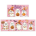 Halloween Kitchen Rug Set of 2 Pink Ghost & Pumpkin - Fall Indoor Home Decor
