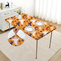 Halloween Fitted Tablecloth 24 x 48 Inch - Pumpkin Ghost Witch Hat Spider Bat Variation