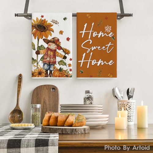 Fall Pumpkin & Scarecrow Kitchen Towels Set of 4 18x26 Inch - Kitchen Decor & Dish Cloths