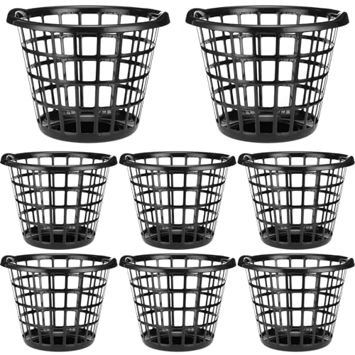 Black Plastic Laundry Baskets Set of 8 with Easy Carry Handles - Uiifan