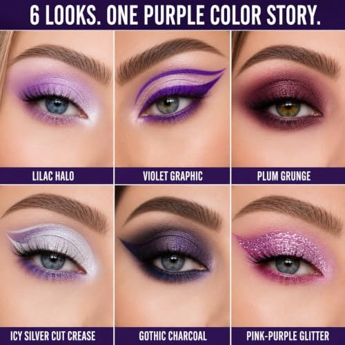 Purple Eyeshadow Palette - 16 Color Makeup for Halloween & Gothic Looks - Variation: Purple