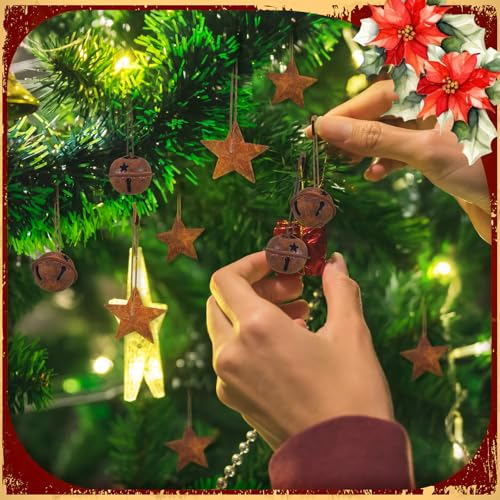 Rustic Christmas Jingle Bell and Star Safety Pins - 200 pcs Holiday Decor