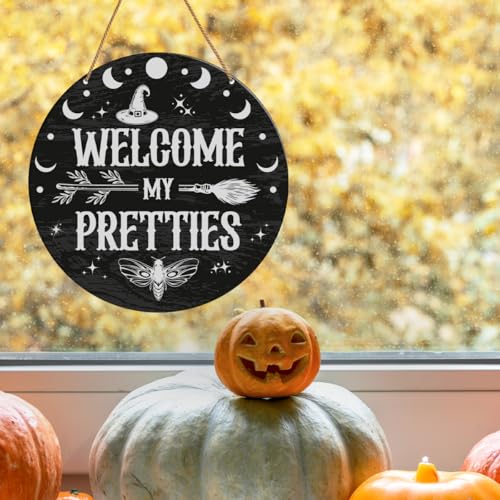 Halloween Wooden Front Door Sign H10 Witch Welcome Decor Gothic House Entryway