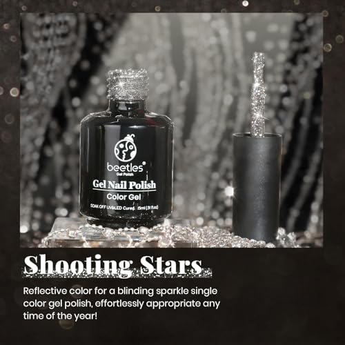Black Glitter Gel Nail Polish 15ML Reflective Nail Polish for Nails