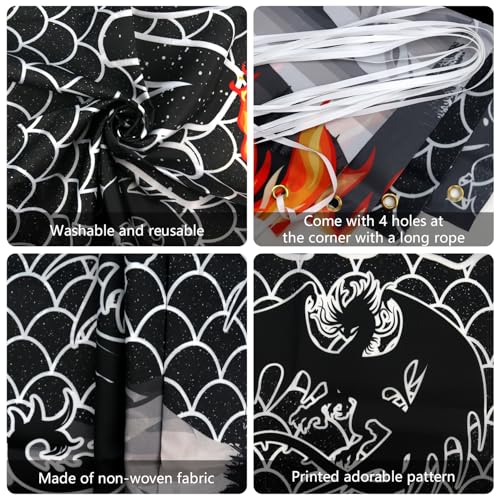 Dragon Backdrop Banner for Birthday Party Decorations - 70 x 47 Inches