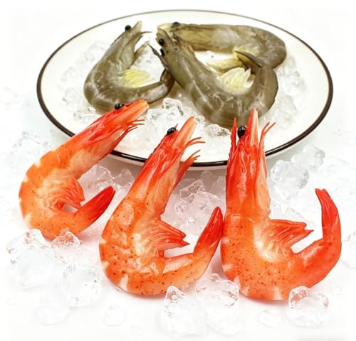 Artificial Red Shrimp Decor - 6 Pcs Realistic Seafood Model for Kitchen & Party