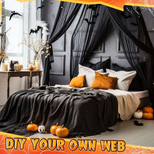 Halloween Outdoor Giant Spider Web with Fake Spiders - Black, Variation of THIS listing
